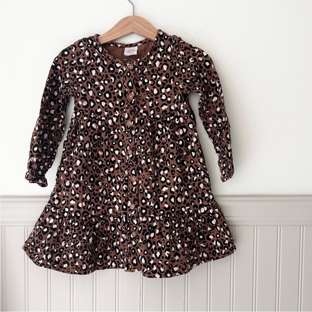 Girls Brown Leopard Print Kids Dress 3T